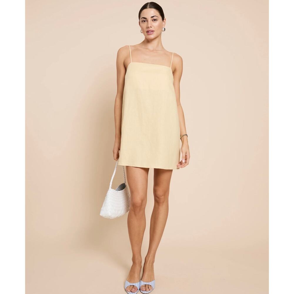 New Kourt Rosalie butter yellow dress size small 100% linen $147 - Picture 2 of 8